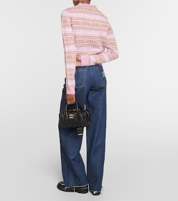 Pullover in lana vergine con logo | Miu Miu