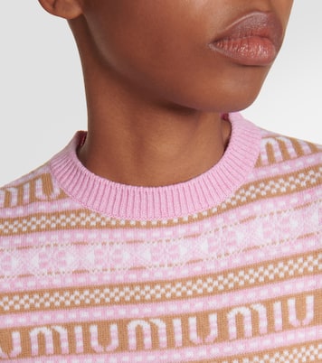 Pullover in lana vergine con logo | Miu Miu