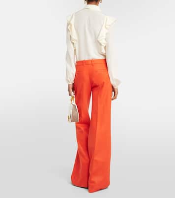 Felted wool and cashmere jersey flared pants | Chloé