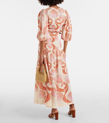 Vestido largo Seashell de seda | Adriana Degreas