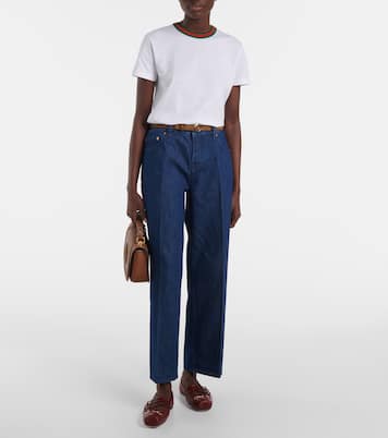Jeans regular con finiture in pelle | Gucci