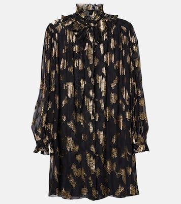 Vestido corto de mezcla de seda con volantes | Chloé