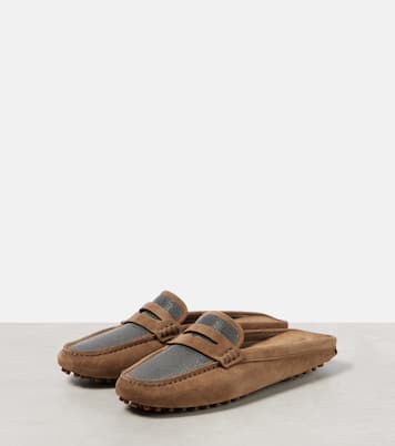 Mules in suede con monili | Brunello Cucinelli