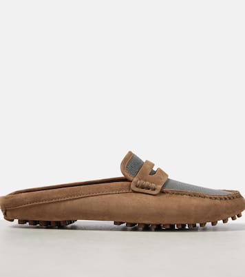 Mules in suede con monili | Brunello Cucinelli