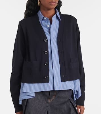 Cardigan in misto cotone e popeline | Sacai