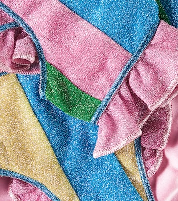 Lumière striped ruffled lamé bikini | Oséree Kids