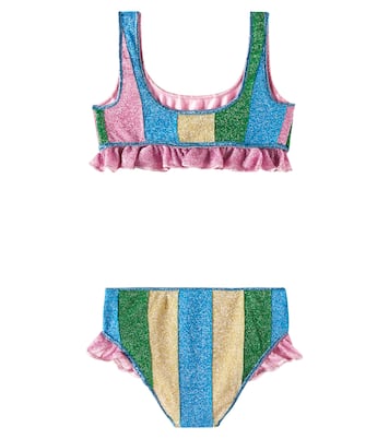 Lumière striped ruffled lamé bikini | Oséree Kids