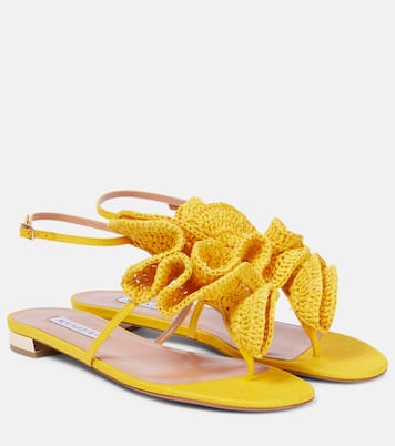 Noches Tropicales raffia flats | Aquazzura