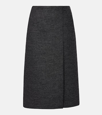 Slit-detail virgin wool midi skirt | Prada