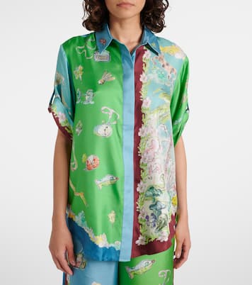 Daria printed silk satin shirt | Alémais
