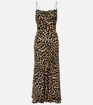 Leopard-print velvet midi dress | Balmain