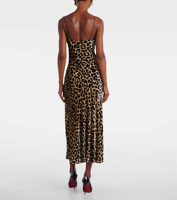 Leopard-print velvet midi dress | Balmain