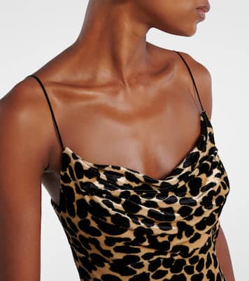 Leopard-print velvet midi dress | Balmain