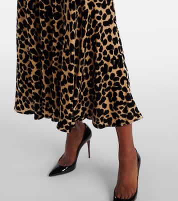 Leopard-print velvet midi dress | Balmain