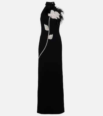 Starlight embellished feather-trimmed gown | Rebecca Vallance