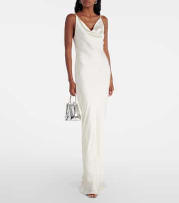 Lace-trimmed silk satin slip dress | Rotate