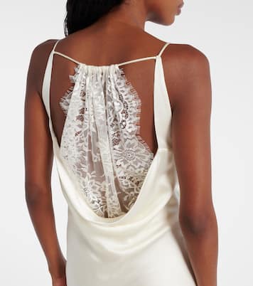 Lace-trimmed silk satin slip dress | Rotate