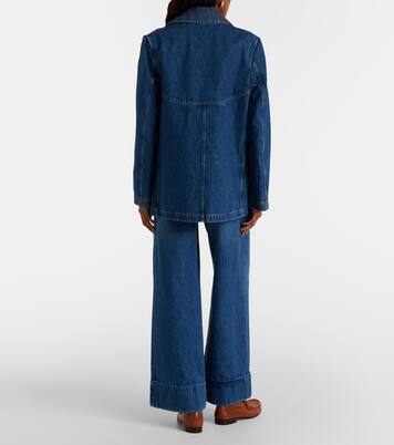 Leather-trimmed wide-leg jeans | Valentino