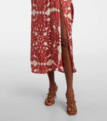Collina printed satin midi dress | Poupette St Barth