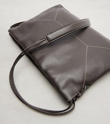 Mini leather crossbody bag | Brunello Cucinelli