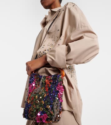 Crisp Small sequined satin top-handle bag | Dries Van Noten