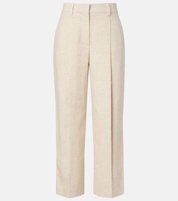 Weite Cropped-Hose aus Leinen, Seide und Hanf | Brunello Cucinelli