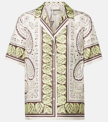 Camisa bowling de satén de seda estampada | Tory Burch