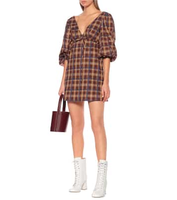 Keshi checked cotton-blend minidress | Staud