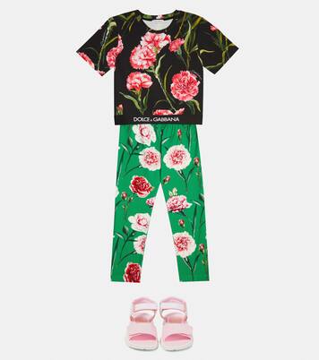 Floral cotton-blend leggings | Dolce&Gabbana Kids