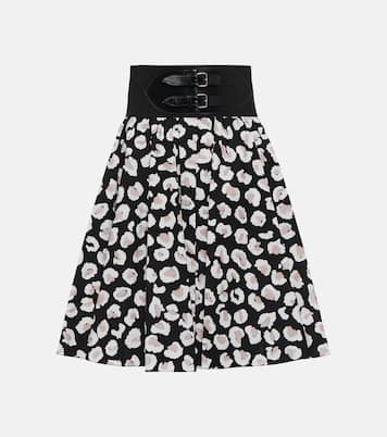 Minigonna in cotone e pelle | Alaïa