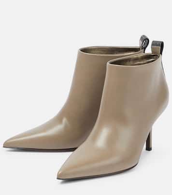 Beaded leather ankle boots | Brunello Cucinelli