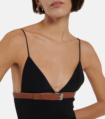 Leather-trimmed cady minidress | David Koma