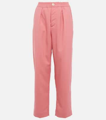 High-rise pleated wool crop pants | Marni