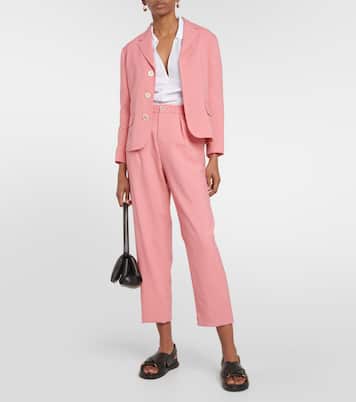 High-rise pleated wool crop pants | Marni
