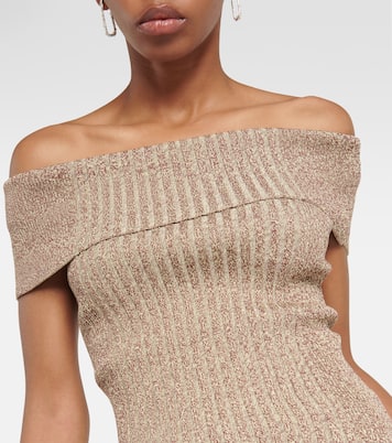 Ribbed-knit off-shoulder top | Ganni