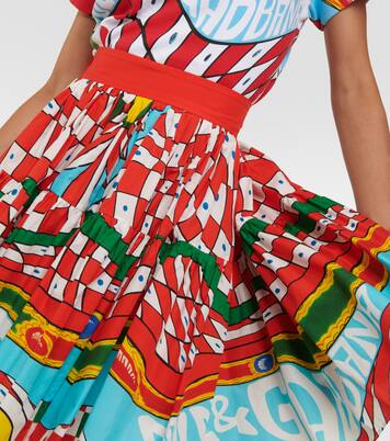 Minigonna in popeline di cotone con stampa | Dolce&Gabbana