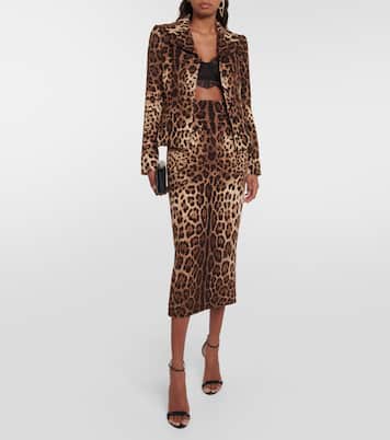 Jupe crayon en laine à motif léopard | Dolce&Gabbana