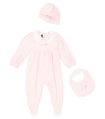 Bébé – Set grenouillère, bavoir et bonnet en coton | Balmain Kids