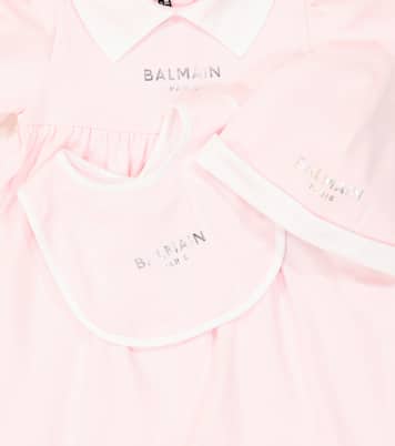 Bébé – Set grenouillère, bavoir et bonnet en coton | Balmain Kids