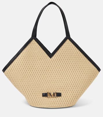 Luigi leather-trimmed raffia tote bag | Max Mara