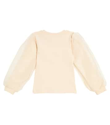 Sien puff-sleeve cotton-blend top | Donsje