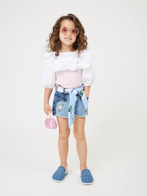 Shorts en denim bordados | Monnalisa