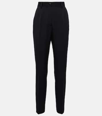 Pantaloni slim in lana e seta a vita alta | Dolce&Gabbana