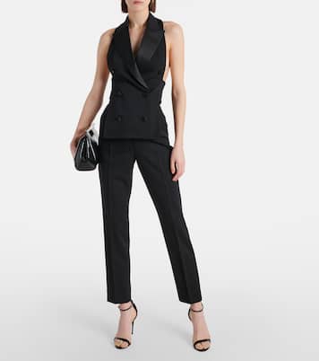 Pantaloni slim in lana e seta a vita alta | Dolce&Gabbana