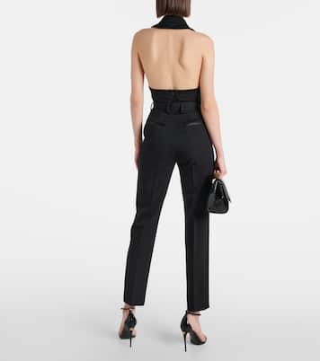 Pantaloni slim in lana e seta a vita alta | Dolce&Gabbana