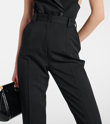 Pantaloni slim in lana e seta a vita alta | Dolce&Gabbana