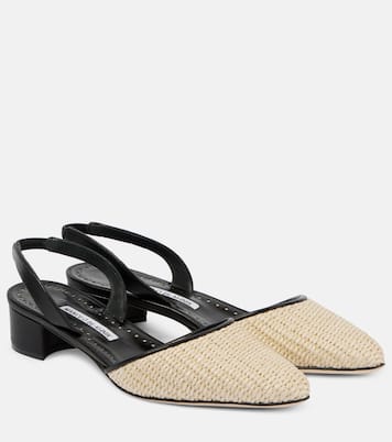 Pumps slingback Raffro in rafia con pelle | Manolo Blahnik