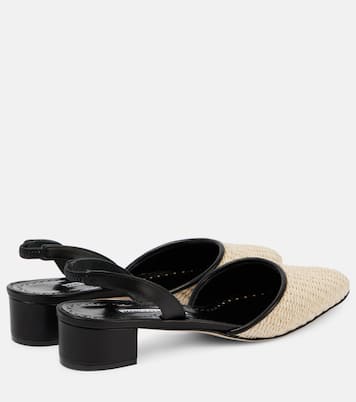 Pumps slingback Raffro in rafia con pelle | Manolo Blahnik