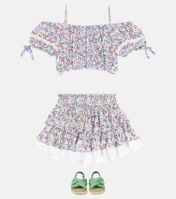 Bonny floral pleated crop top | Poupette St Barth Kids