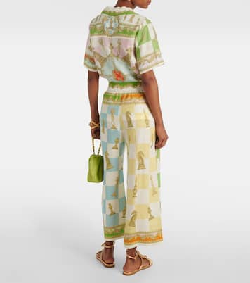 Bedruckte Culottes Checked aus Leinen | Alémais